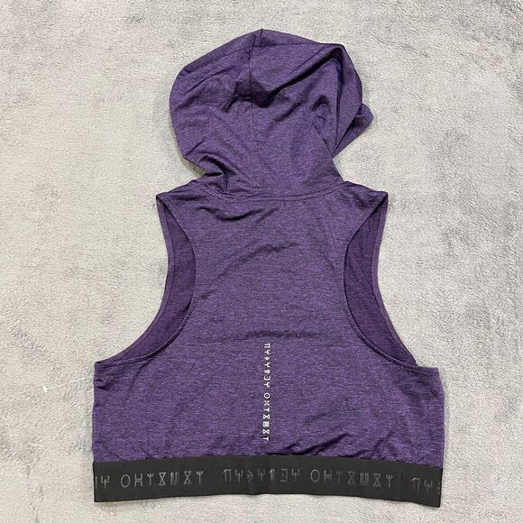 Black Panther Wakanda Forever Sleeveless Purple Hooded Cropped Tank Women Size S - Picture 2 of 7